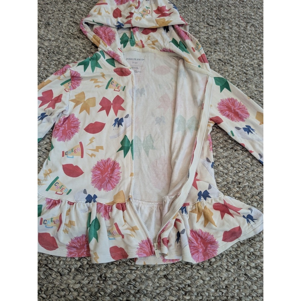 Posh Peanut Full Zip Hoodie Ruffle Cheerleader Bamboo Viscose Girls 7/8 - Picture 5 of 7
